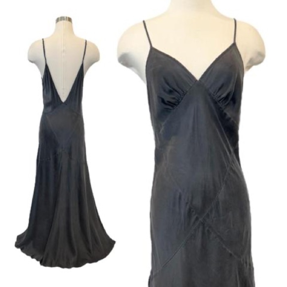 Victoria's Secret Charcoal Gray Satin Slip Dress